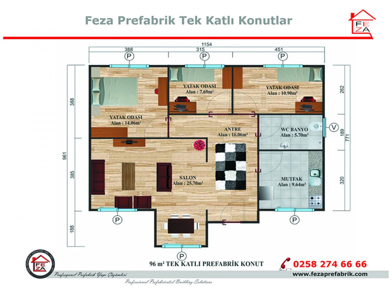 96 m2 Prefabrik Konut