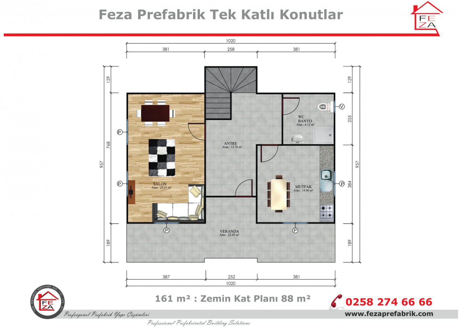 161 m2 Prefabrik Konut