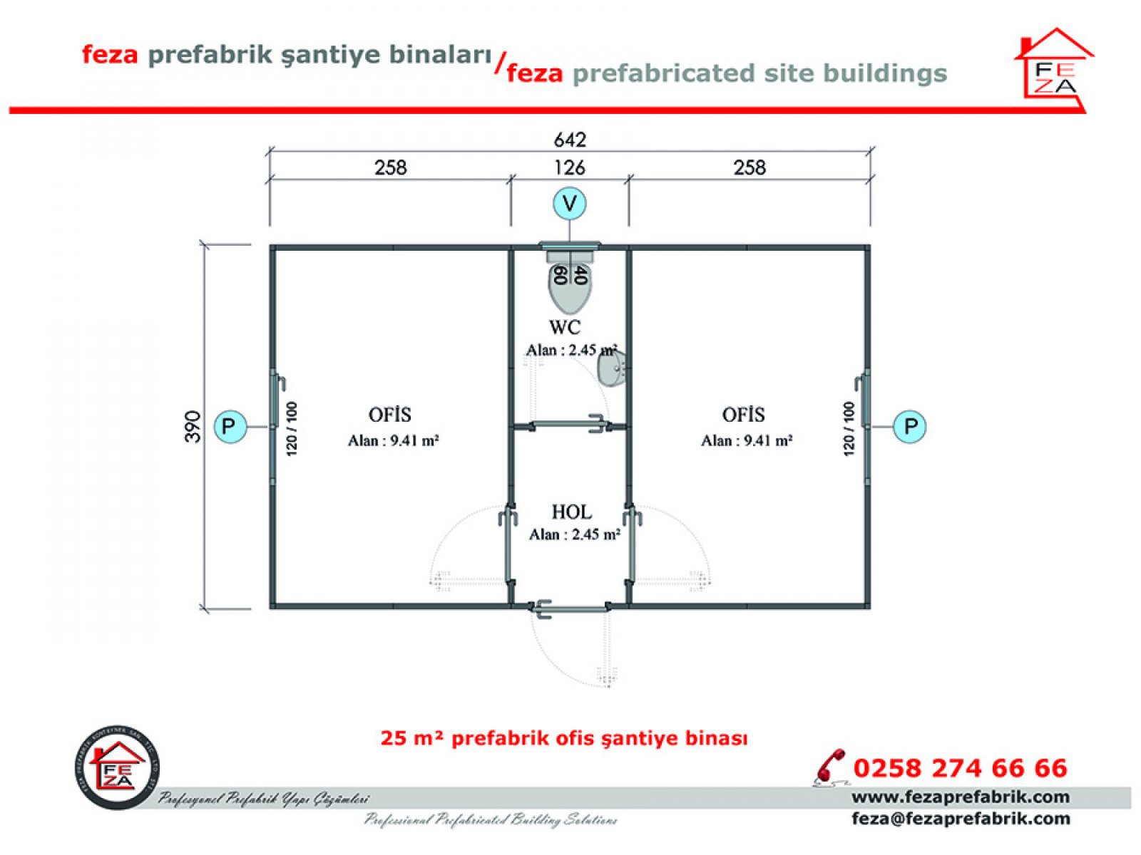 25 m2 Prefabrik Ofis