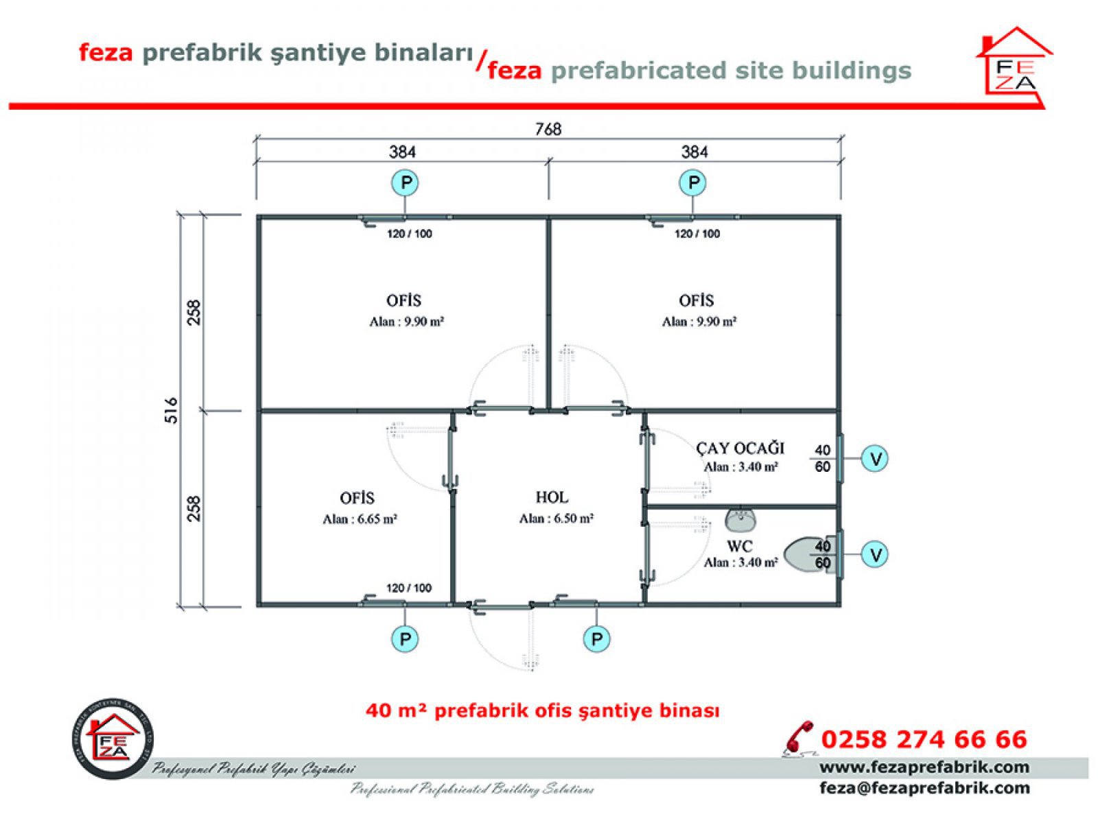 40 m2 Prefabrik Ofis
