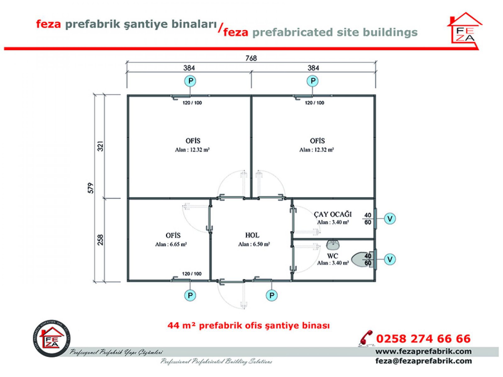 44 m2 Prefabrik Ofis