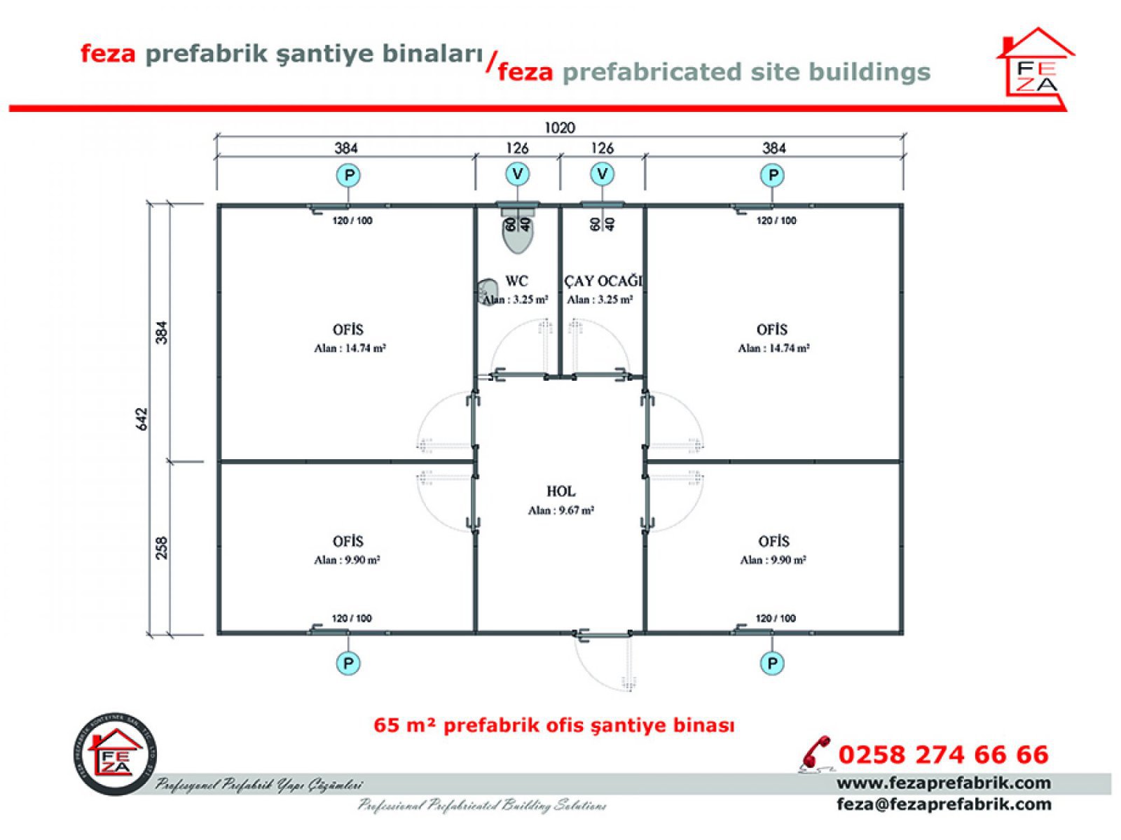 65 m2 Prefabrik Ofis