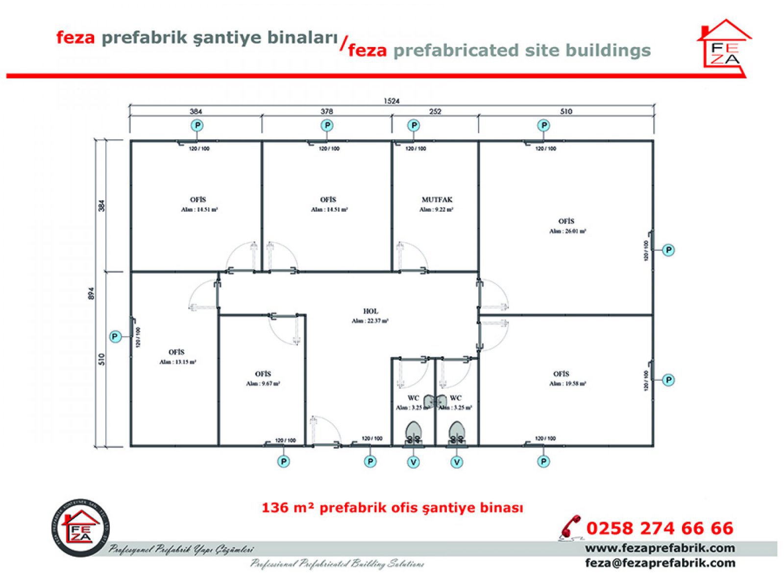 136 m2 Prefabricated Office
