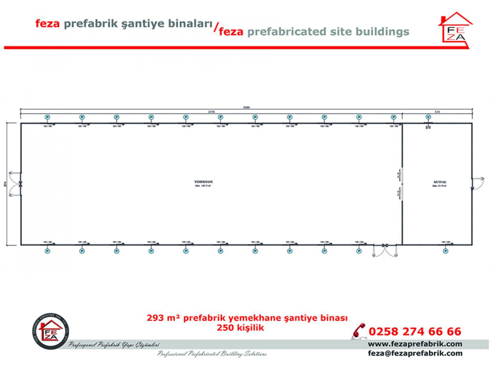 293 m2 250 Kişilik Prefabrik Yemekhane