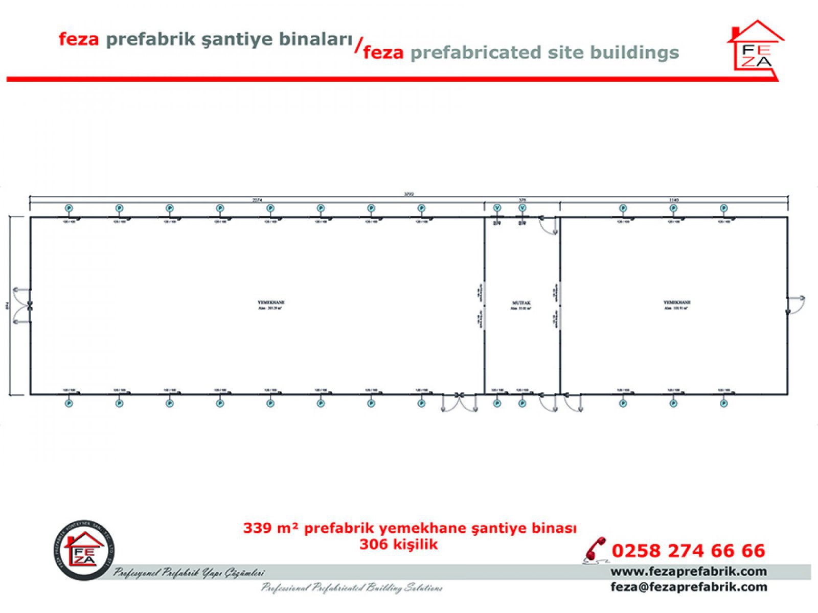 339 m2 306 Kişilik Prefabrik Yemekhane
