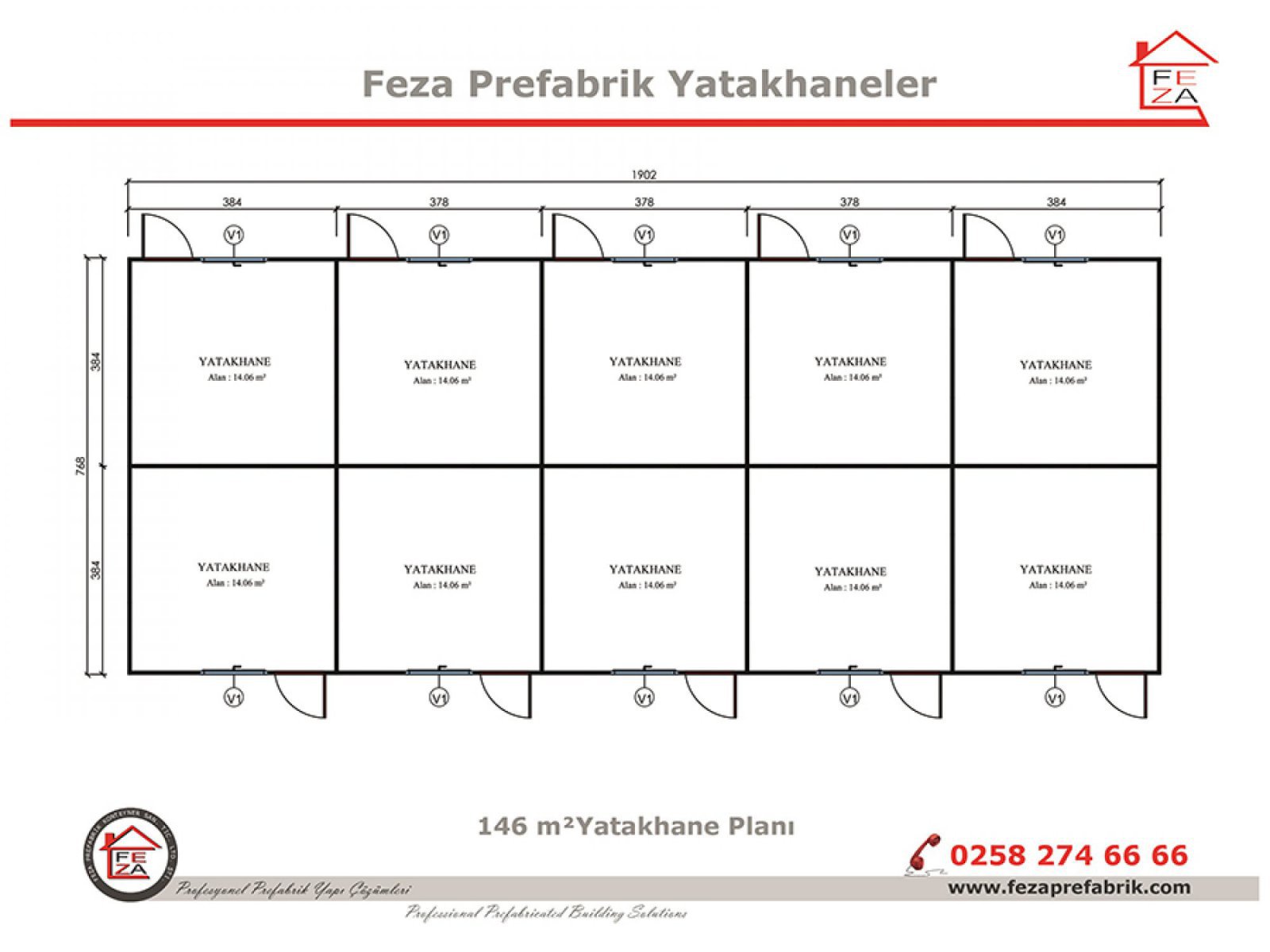146 m2 Prefabricated Dormitory
