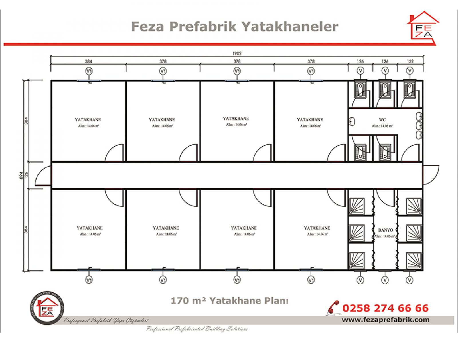 170 m2 Prefabricated Dormitory