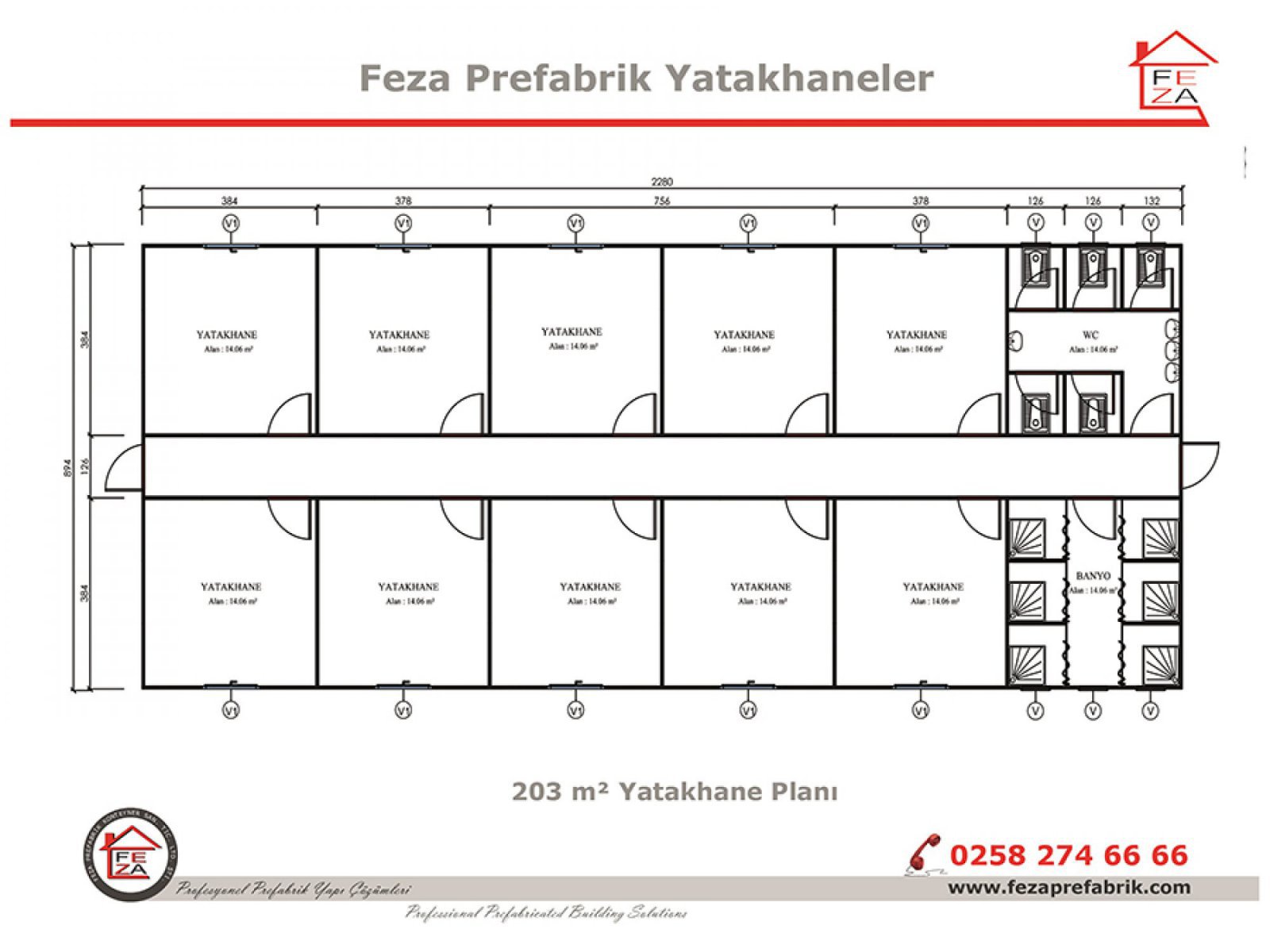 203 m2 Prefabricated Dormitory