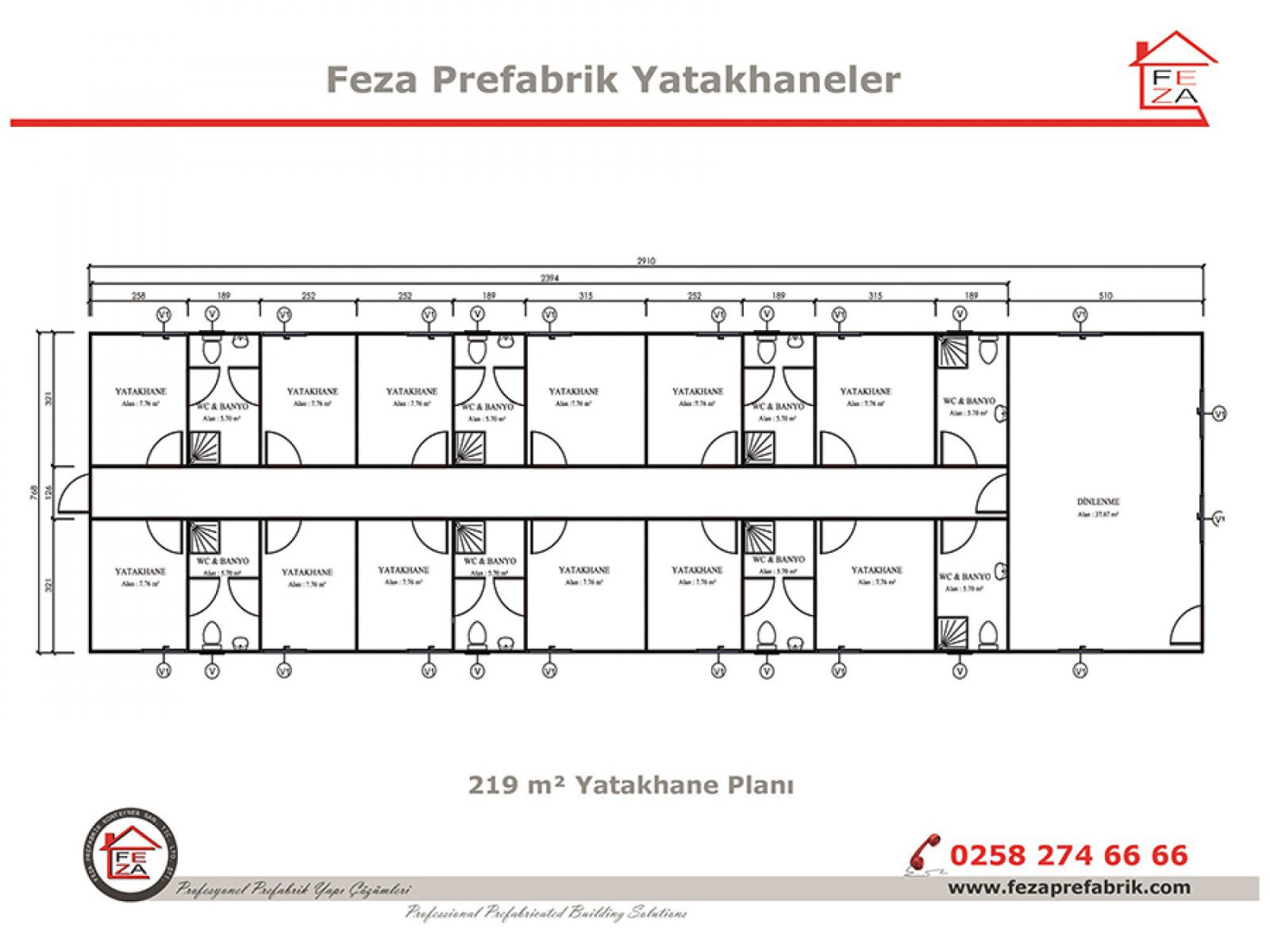 219 m2 Prefabricated Dormitory