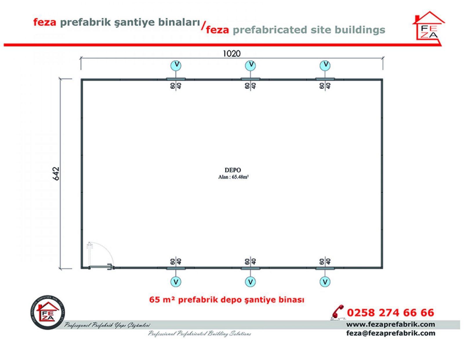 65 m2 Prefabrik Depo