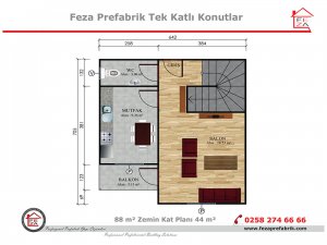 88 m2 Prefabrik Konut