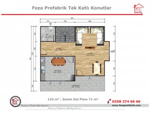 133 m2 Prefabrik Konut