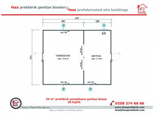 33 m2 Prefabricated Dining Hall for 20 People