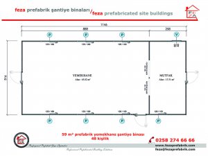 59 m2 Prefabricated Dining Hall for 48 People
