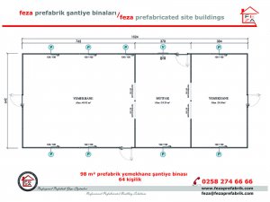 98 m2 Prefabricated Dining Hall for 64 People