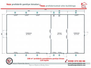 158 m2 124 Kişilik Prefabrik Yemekhane