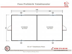 52 m2 Prefabrik Yatakhane