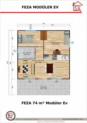 74 m2 Modüler Ev