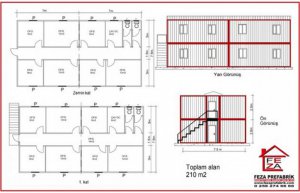 210 m2 - Feza İki Katlı Konteyner